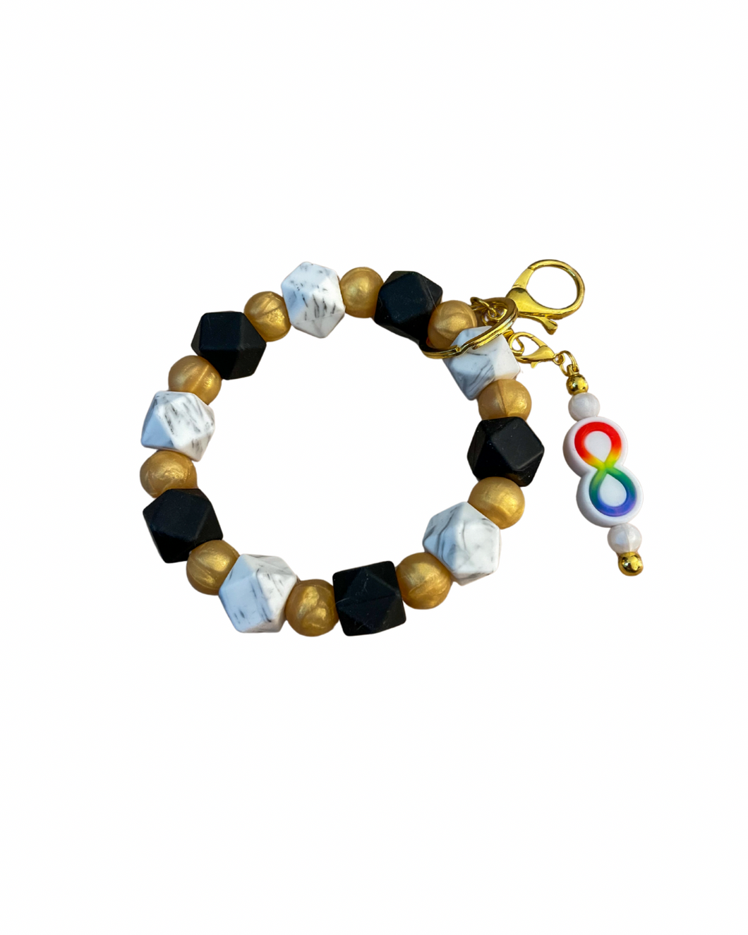 Gradient Spectrum Geometric Keychain Wristlet with Infinity Fidget Charm