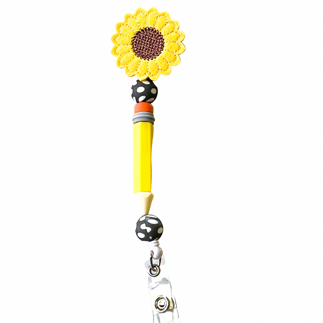 Pencil Sharp Beaded Badge Reel