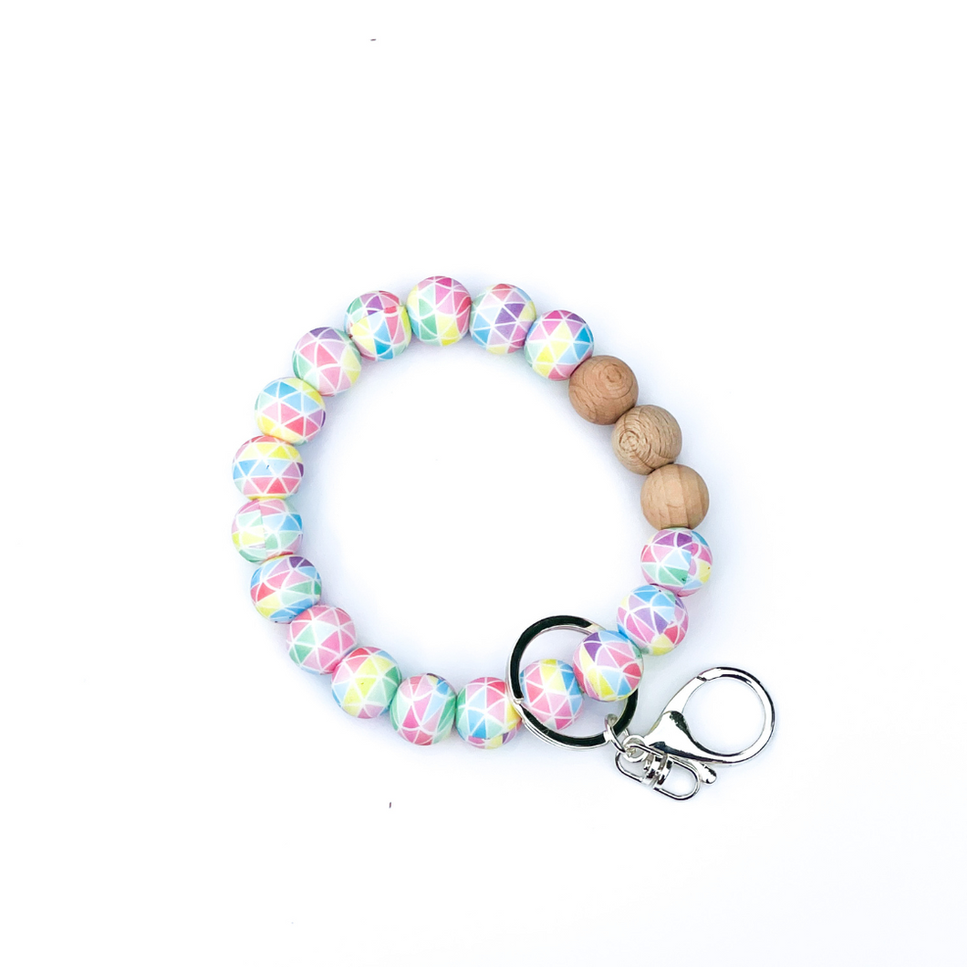 Pastel Rainbow Geometric Print Wristlet